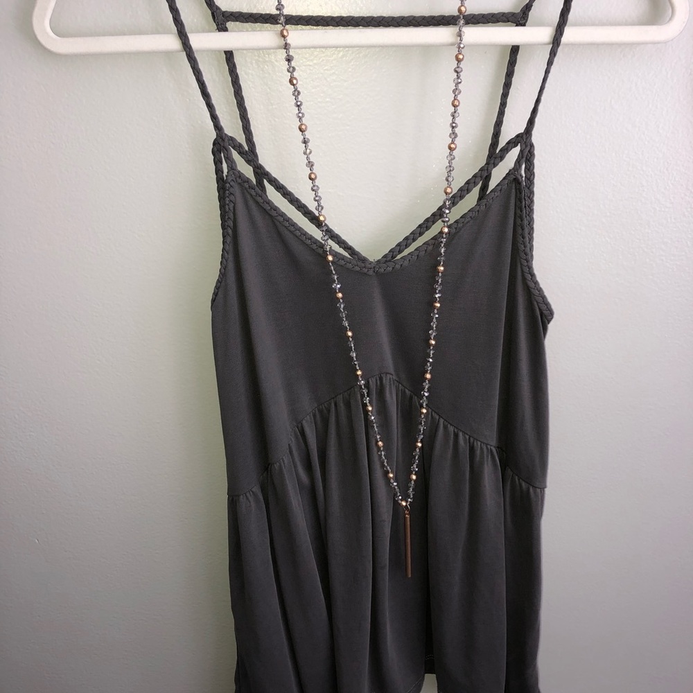 American Eagle caged-back flowy grey tank top